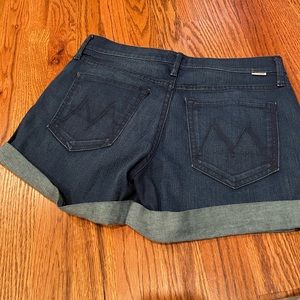 MOTHER denim, The Dropout dark indigo cuffed shorts size 26